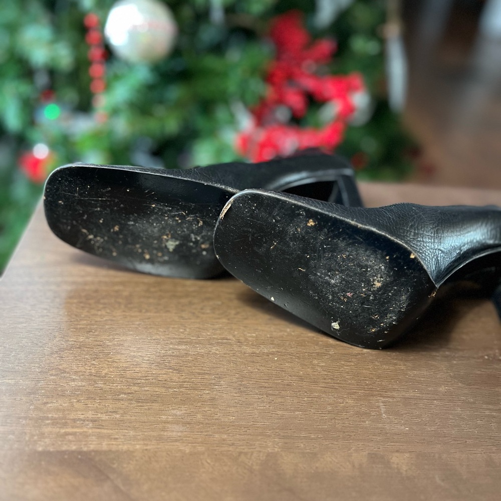 Gucci Black Square Toe Leather Heels 6 1/2 - Picture 7 of 11